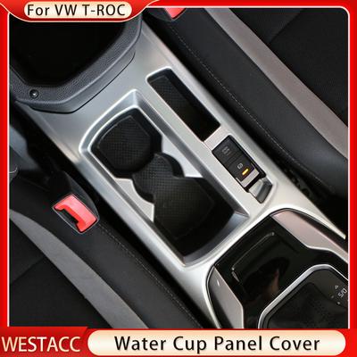 Car Central Console Water Cup Panel Cover Frame Sticker Trim for Volkswagen VW T-ROC TROC 2018    2022