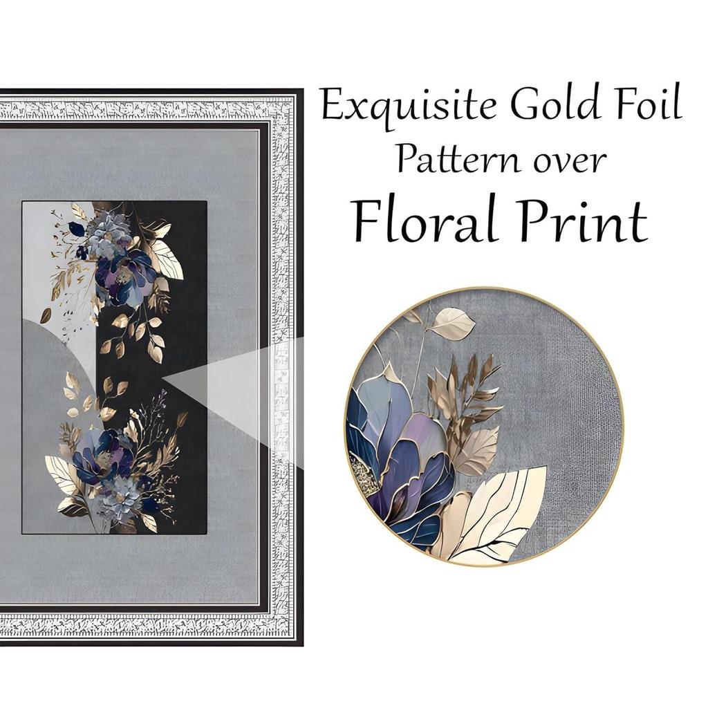 Velvet Floral Centre Table Cover Cloth, Table Cloth with Stunning Gold Foil Design for Living Room (40x60 Inch, Black)