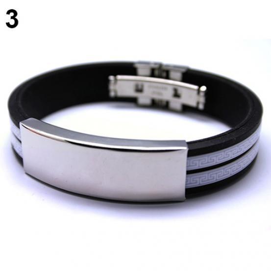 

Мужской модный повседневный резиновый браслет из нержавеющей стали, ювелирный подарок