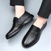 Soft Genuine Leather Shoes Mens Loafers Flat Brand Casual Father Shoes Comfortable Men Party Shoes Pure Black