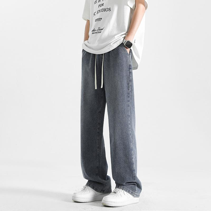 

Звездное небо узор прямые джинсы мужские летние новые тонкие американские уличные свободные широкие брюки повседневные брюки 3XL