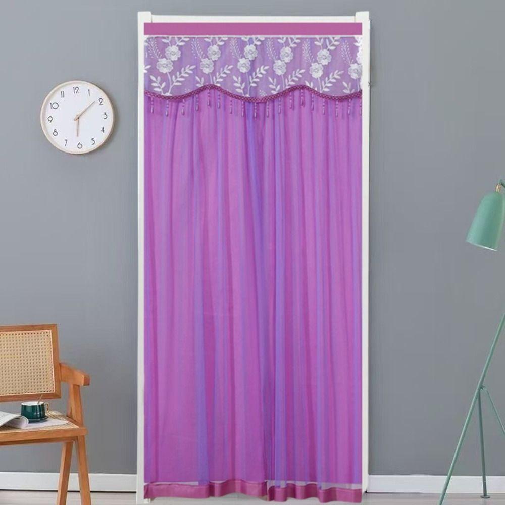 Double Layer Bedroom Partition Sheer Curtain with Strap Entrance Curtain Door Drapes  Privacy