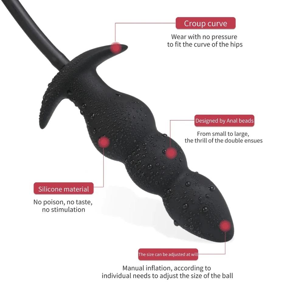 Expandable Butt Plug Silicone Inflatable Anal Beads