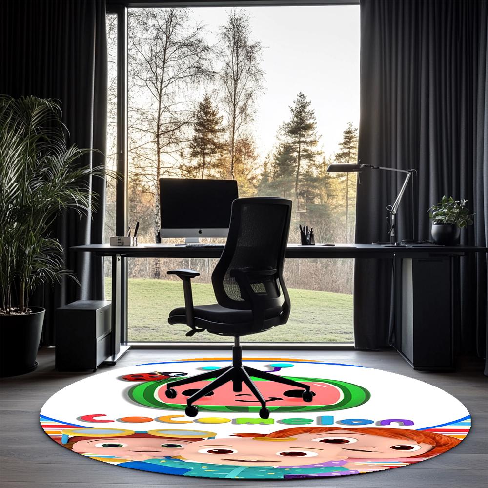 Cocomelon Printed Round Rug Carpet Chair Rug Area Rug Entryway Doormats,for Office Chair Living Room Bedroom Kitchen Room.