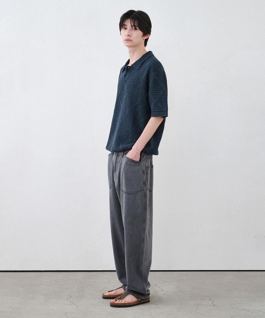 HELEMENT May Cable Short Sleeve Knit (Navy)