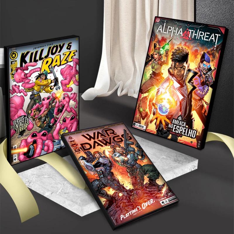 Hot Online Game Valorant Comic Poster Reyna Jett Gaming Canvas Painting Wall Art Mural Kawaii Gamer Room Decor Aesthetic Gift