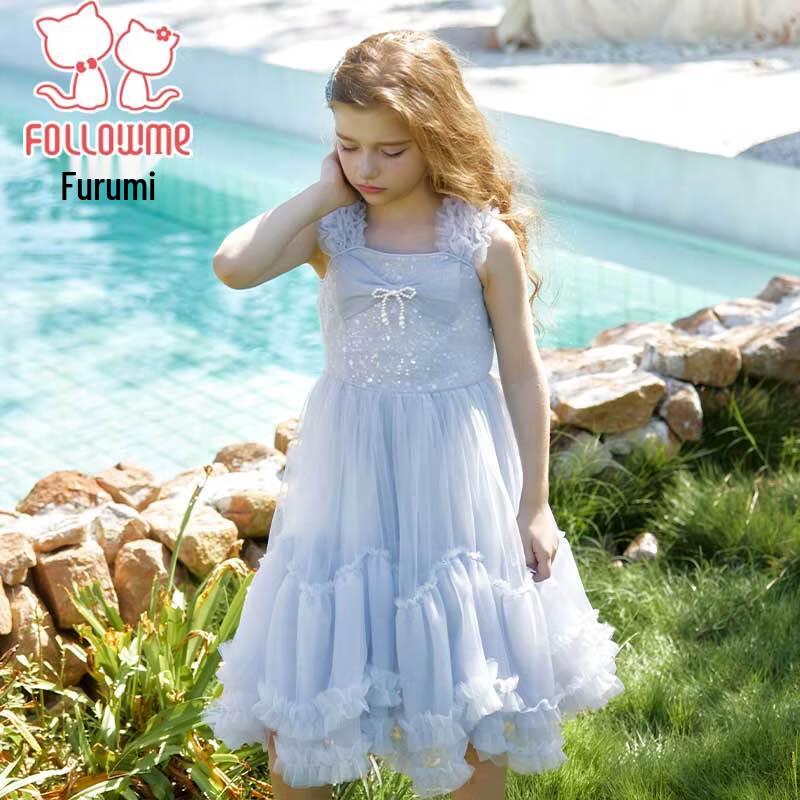 Girls Sweet Mesh Princess Dress 120 синий