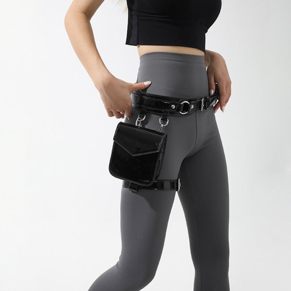 Leg Ring Glossy Fanny Pack Goth Motorcycle Waistpack Creative Metallic Waist Belt Pouch  Outdoor