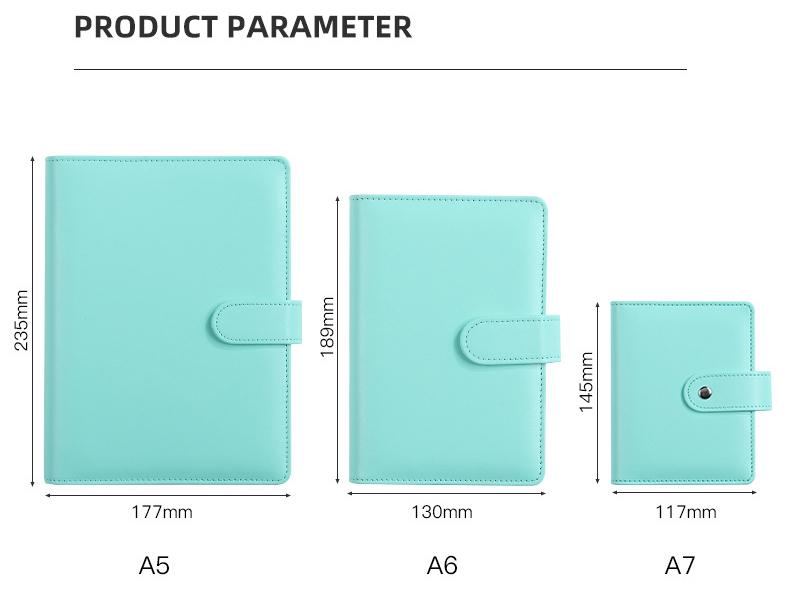 A4 A5 A6 Budget Binder File Holder Loose Leaf PU Leather Notebook Budget Binder with Prong Rings for Students Journal Business
