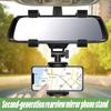 360° Biltelefonhållare Backspegelmonteringsfäste Navigation GPS Mobilstativ Klämma Vikbar Justerbar Bilmobiltelefonhållare
