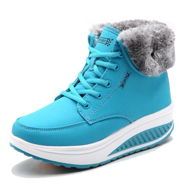 Rimocy Warm Short Plush Platform Snow Boots Women Winter Non Slip Wedges Ankle Boots Woman Lace Up Cotton Padded Shoes Creepers