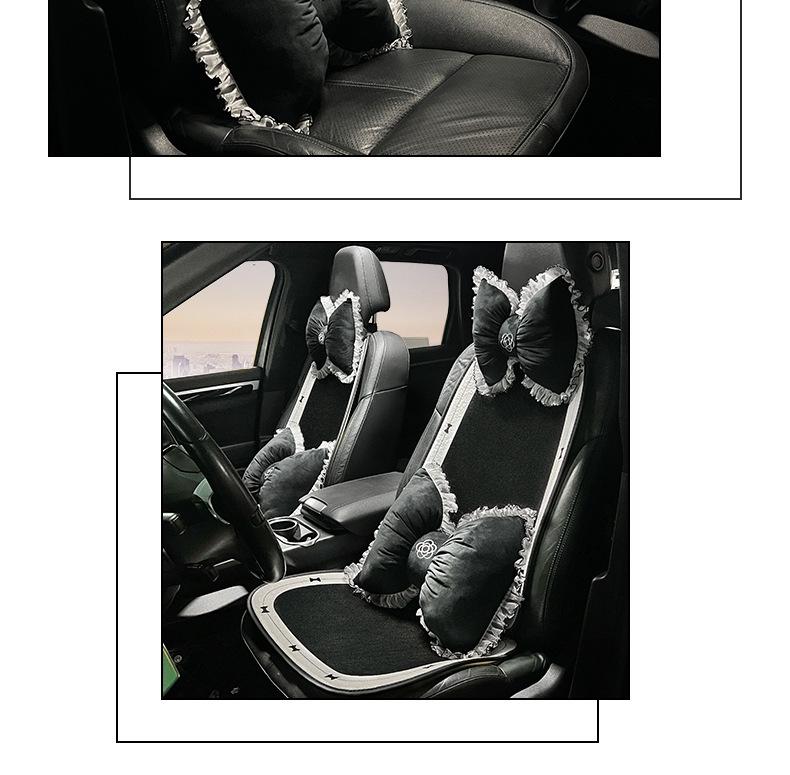 Summer Car Headrest Ventilated Comfortable Neck Pillow with Red Lace Camellia Design and Waist Support