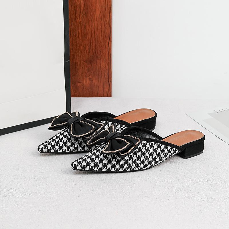 Женские Мюли на Каблуке Сандалии на Толстом Каблуке Слипоны с Закрытым Носком Женские Летние Мюли на Низком Блочном Каблуке Лоферы без Задника Повседневные Мюли Туфли 35 чёрный