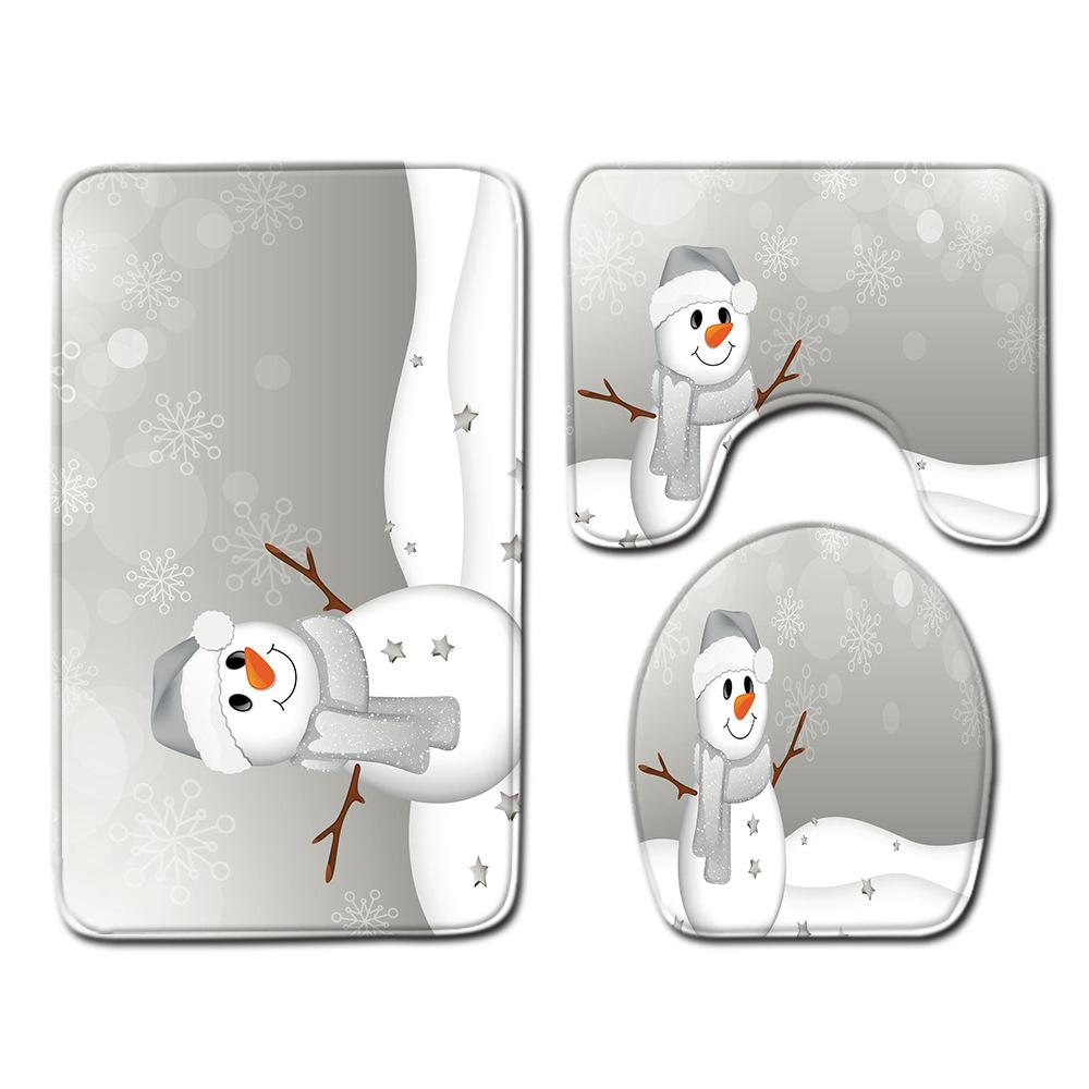 Christmas Bathroom Floor Mat Toilet Three-Piece Set