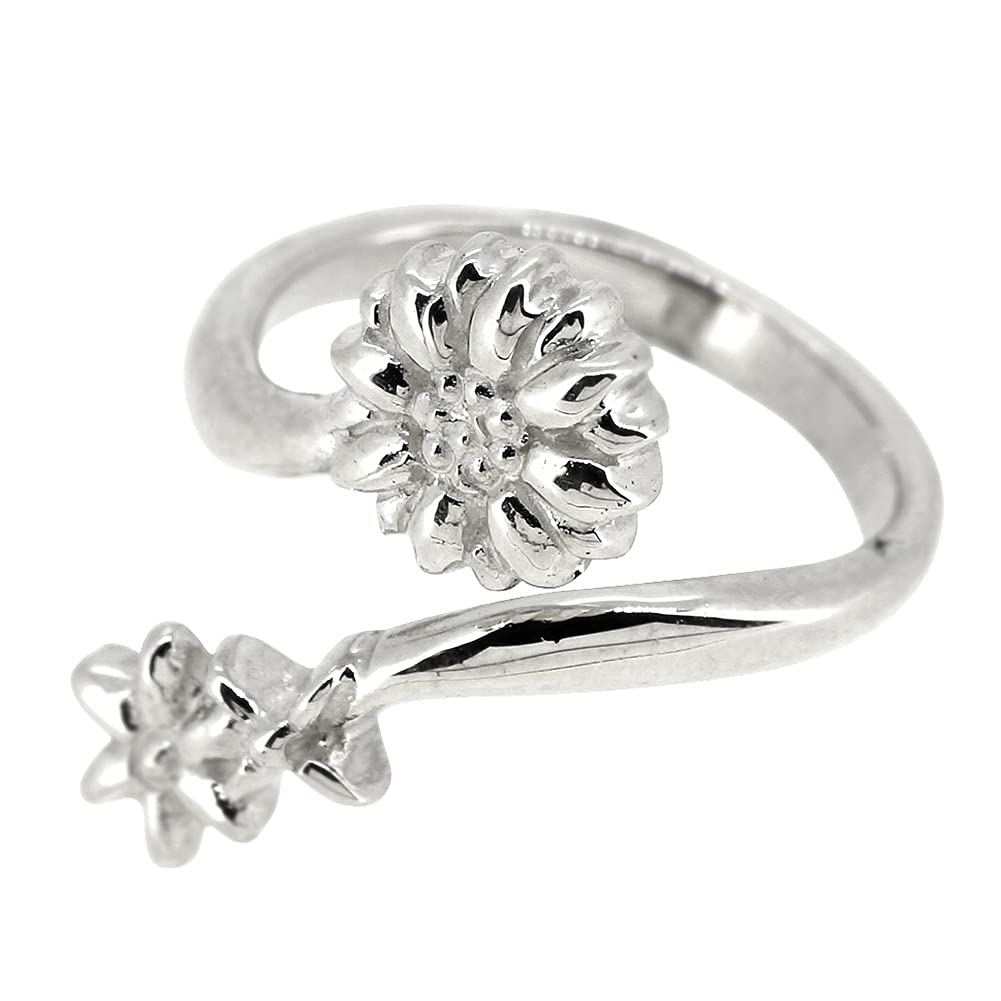 [Shinjuku Gin No Kura] Sunflower Nail Ring, One Size Fits All, Adjustable, Silver 925, Women's Ring, Tip Ring, Claw Ring, Pinky Ring