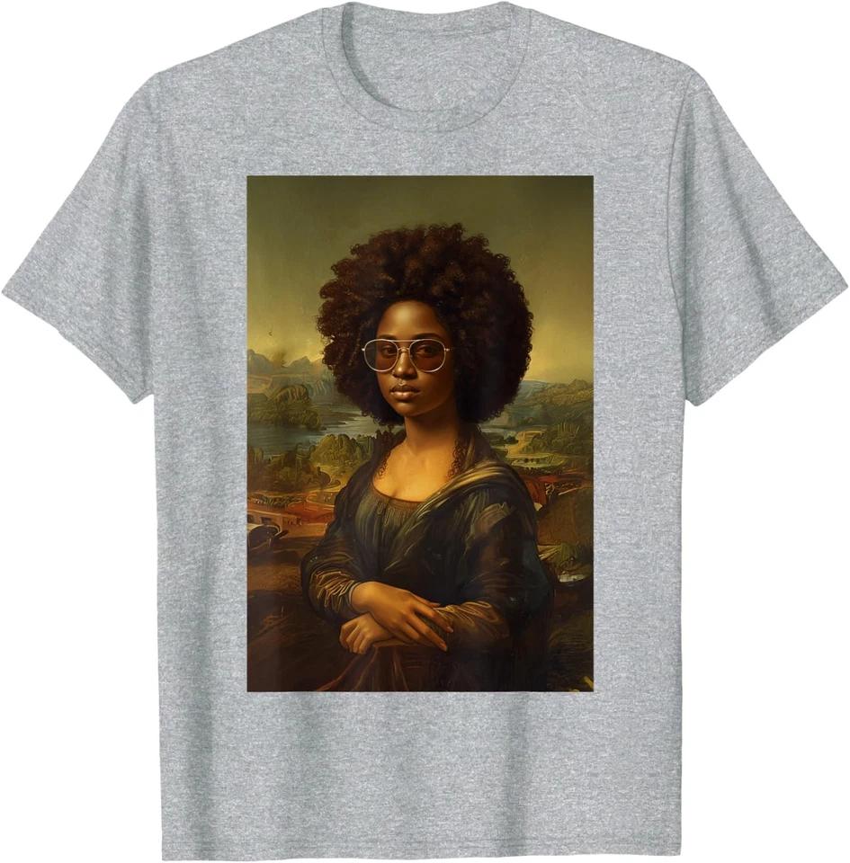 Black Mona Lisa Afro African American Black History T-Shirt 4XL