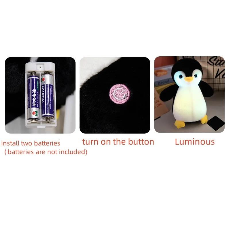 25/30CM Luminous Little Penguin Plush Toys Stuffed Cartoon Animal Doll Cute Healing Accompany Toys for Nice Christmas Gifts