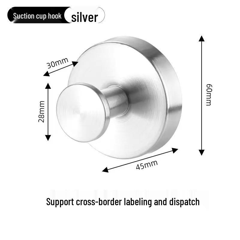 Stainless Steel No-Drill Suction Cup Hook for Bathroom Walls