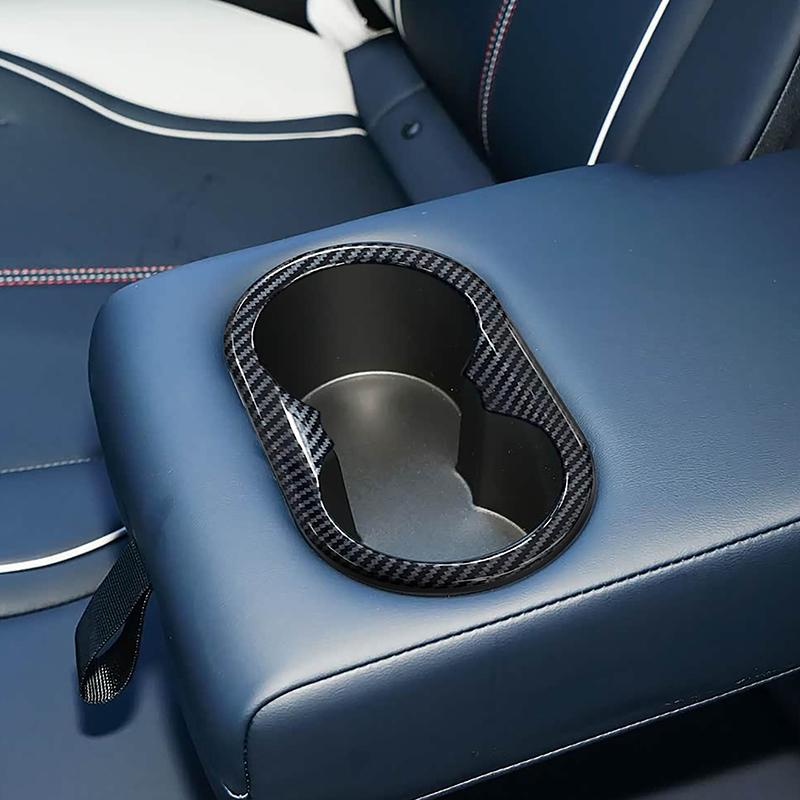 Car Styling Rear Water Cup Holder Frame Decoration Cover Trim For BYD Qin PLUS  Carbon Fiber Color Interior Accessories