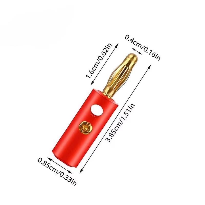 10pcs 4mm Gold Plated Lantern Type Banana Plugs Audio Connectors Screw Fixed Stackable Jack Solderless Speaker Wire Plugs