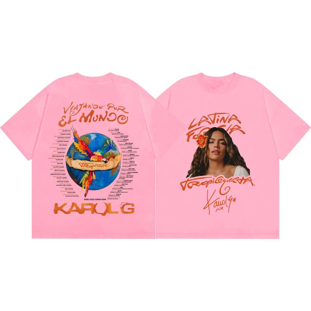Sängerin Karol G Tropicoqueta Tour 2026 T-Shirt Herren Damen Harajuku Y2k Ästhetische T-Shirts Sommer Mode Lässiges Oversized T-Shirt