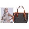 Michael Kors Mk Jet Set Monogram Color Block Tela Rivestita Pelle Borsa Tote Borsa Shopping A Spalla Crossbody Borsa a Mano Mini 35T9GTVT0B-TANGERINE