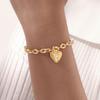 White Zircon Heart Shape Box Bracelet for Women Stainless Steel Gold Color Lip Chain OT Buckle Love Pendant Bracelets Jewelry