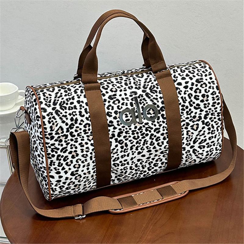 Borsa da palestra, borsa a mano, borsa da allenamento yoga, borsa da viaggio corta da donna a grande capacità con stampa leopardata, borsa da viaggio d'affari