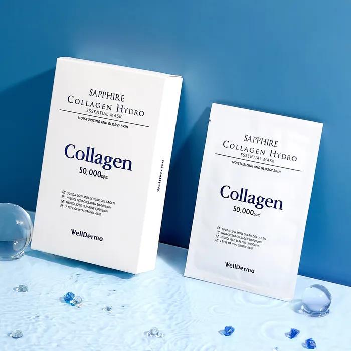 Moisture Collagen Pack_Wellderma Sapphire Collagen Hydro Essential Mask Pack 10 sheets