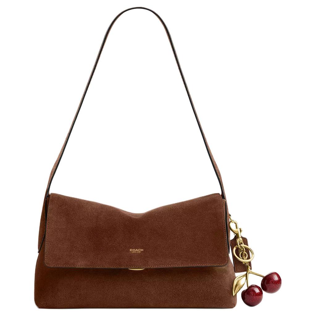 Coach Chelsea 30 Logo Charm Push Lock Fabric With Leather Lining Built-In Zipper Pocket Leather Shoulder Bag Large Women Shoulder Bag CDS59-B4WBR