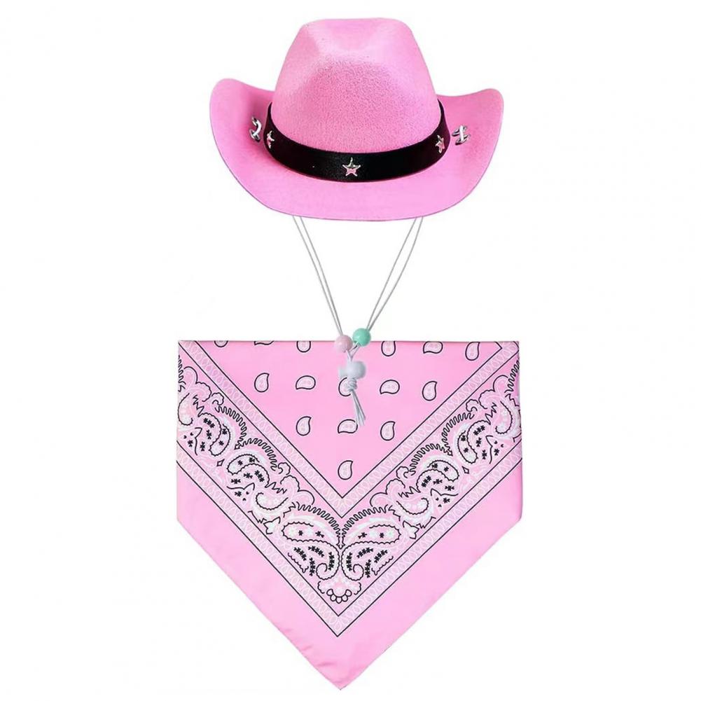 Elastic Cord Pet Hat Stylish Western Cowboy Dog Costume Set for Small Medium Dogs Funny Halloween Pet Outfit with Hat Scarf Pet