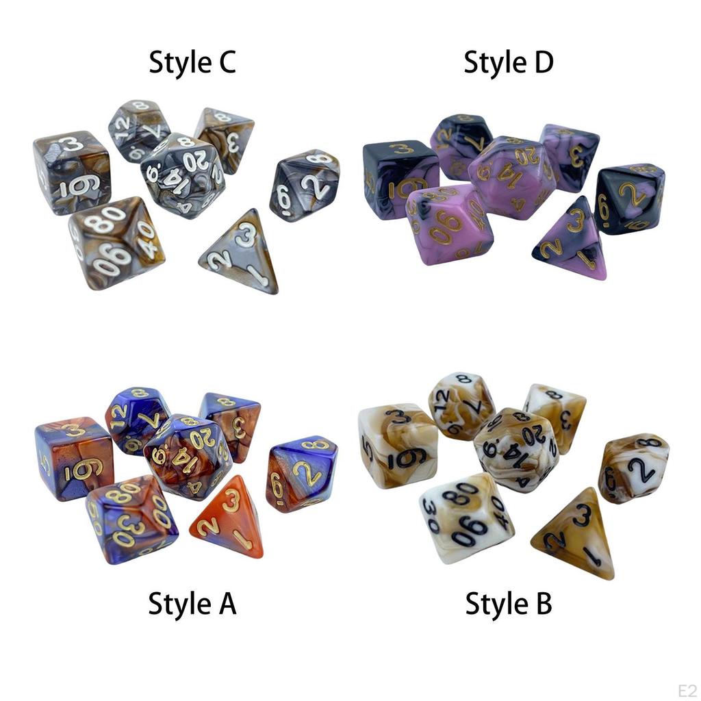 7 Stück Acryl Polyeder Würfel, Rollenspiel Sammlung Brettspiel Langlebige Requisiten für RPG