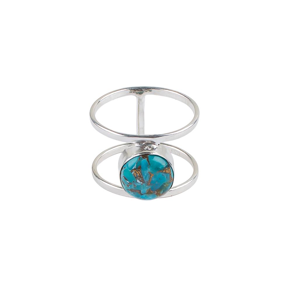 Blue Copper Turquoise Gemstone 925 Sterling Silver Artisan Jewelry Ring For Her RR-13-37