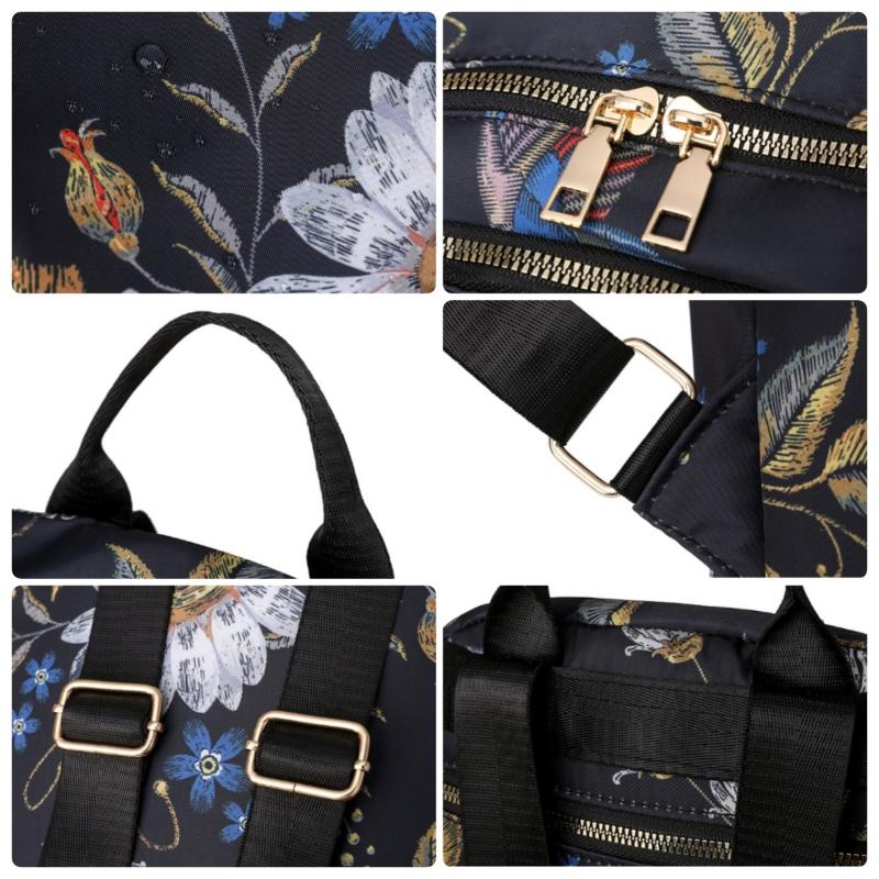 Fashion Sweet Cherry Butterfly Backpack Soft Nylon Fabric Women's Shoulder Bag Cute Versatile Teenager Girl School Bag Leisure Outdoor Travel Rucksack