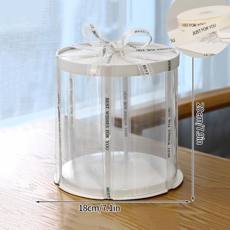 Gift Box With Ribbon Transparent Pastry Cake Box Birthday Cake Packaging Supplies Clear Candy Box Christmas New Year
