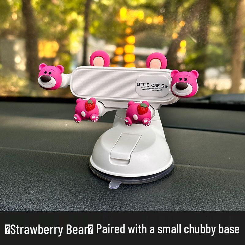 Panda Strawberry Bear Car & Scooter Phone Holder with Anti-Shake Suction Cup