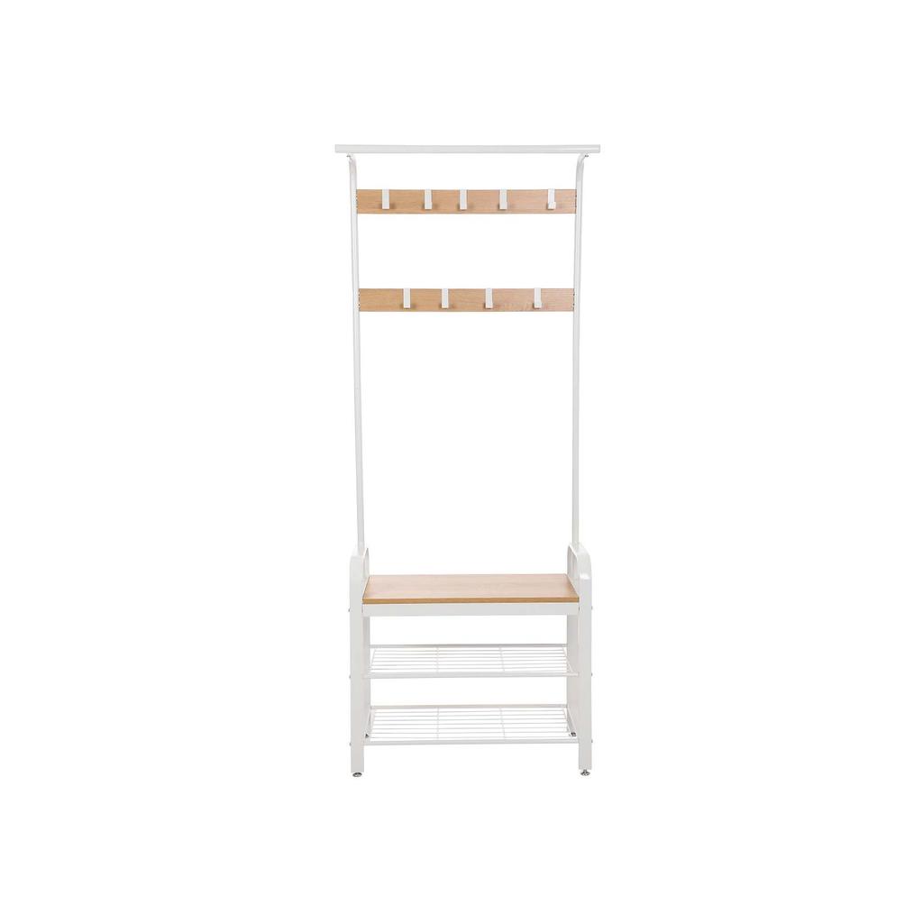 VASAGLE Coat Rack, Coat Stand with Shoe Storage Bench, 4-in-1 Design, with 9 Removable Hooks, a Clothes Rail, for Hallway, Entrance