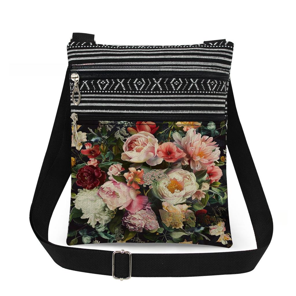 1PC Flower Print Tote Bags Women Shoulder Handbags Postman Package 6909