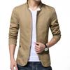 Mens Casual Blazer Men Autumn Solid Color Stand Collar Zipper Pockets Thin Slim Blazer Coat Slim Suit Jacket Gentlemen