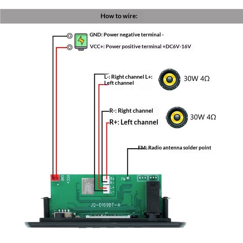 DIY Car Audio MP3 Player Module Bluetooth 5.3 2*30W 12V Amplifier Decoder Board 1 Set for Auto Sound Retrofit