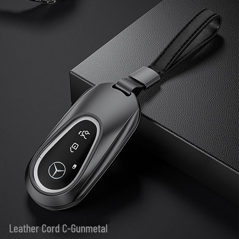 Mercedes-Benz Aluminum Alloy Key Case S/C/E-Class Full Coverage Shell with English Label Square Buckle