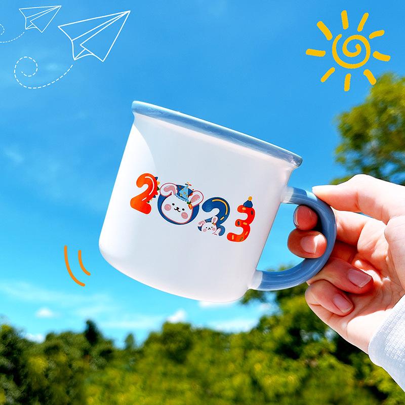 

Cute Little Rabbit Ceramic Cup Mug Drinking Water Cup Cup Creative Year of Rabbit Gift Milk Cup Breakfast Cup 350ml