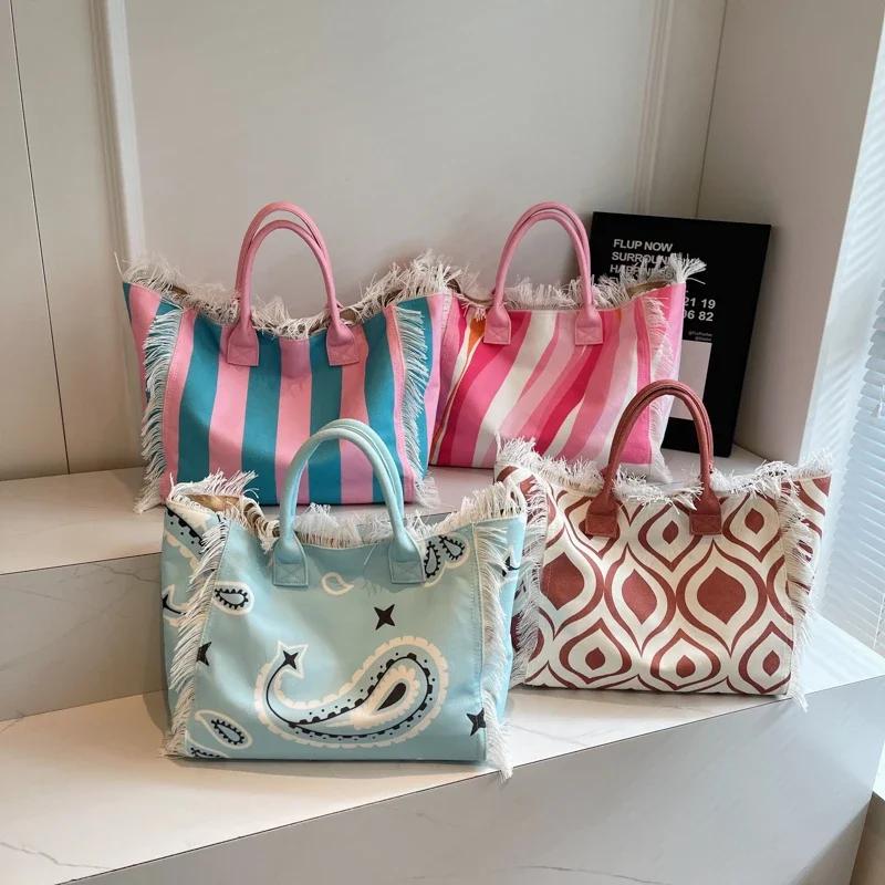 Large Capacity Tote Women Handbags Designer Beach Bag Luxury Canvas Shoulder Bag Fashion Shopper Purses Travel Bag Sac A Main
