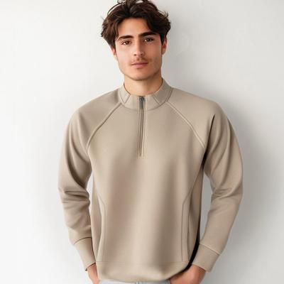 Herren Polohemden Langarm Sweatshirt Pullover Viertelreißverschluss Stehkragen Herbst Lässig Sweatshirts Rollkragenpullover Stehkragen Oberteile für Herren