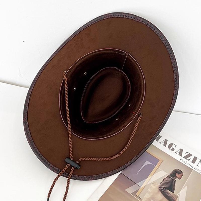 Vintage Kunstleder Western Cowboyhut Gentleman Jazzhüte Für Männer Frauen Outdoor Reisen Cowgirlhut