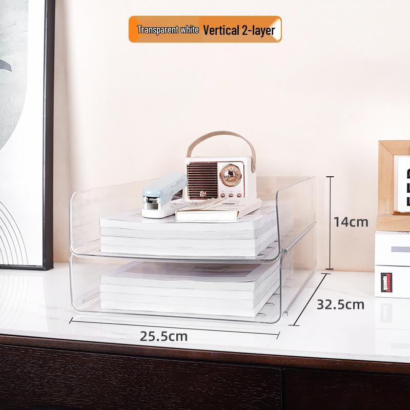 Acrylic Multi-Layer A4 Desktop Document Organizer - Transparent Stackable File Holder