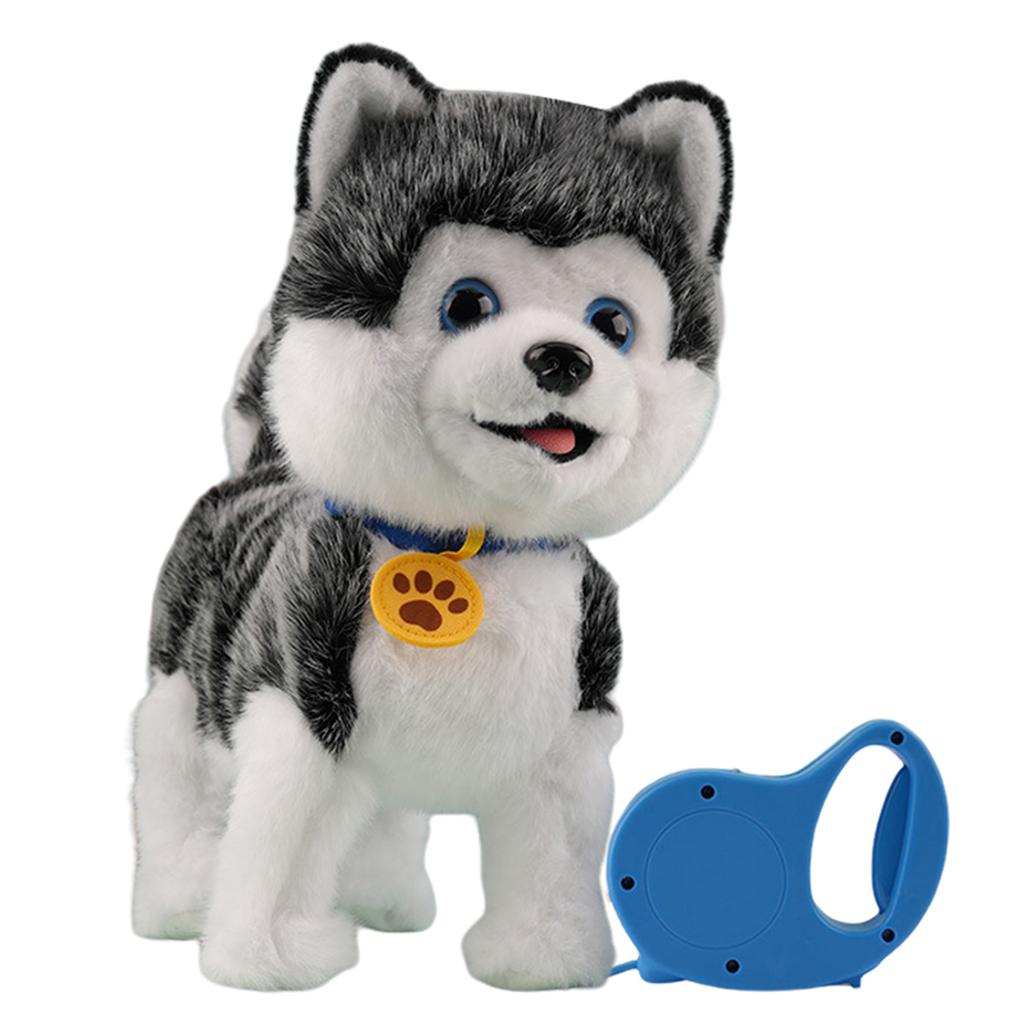 Stuffed Animals Realistic Robotic Puppy Tail Wagging Interactive Plush Robot Dog Soft Plush Barking Walking Dog Toy Kids Gift