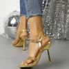 Autumn 2025 Rhinestone Platform Stiletto Sandals with Ankle Strap
