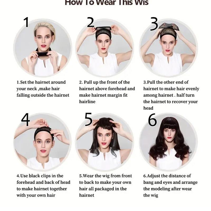 Kadınlar için şık kırlangıç kuyruğu kısa düz sentetik peruk, partiler ve günlük kullanım için uygun nefes alabilirlik için patlamalı