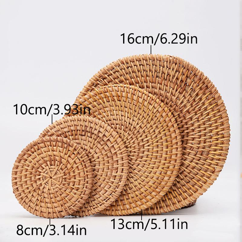 Table Mat Handmade Rattan Creative Placemat Dining Table Bowl Mat Plate Mat Heat Insulating Mat Non-Slip Mat Simple Fashion